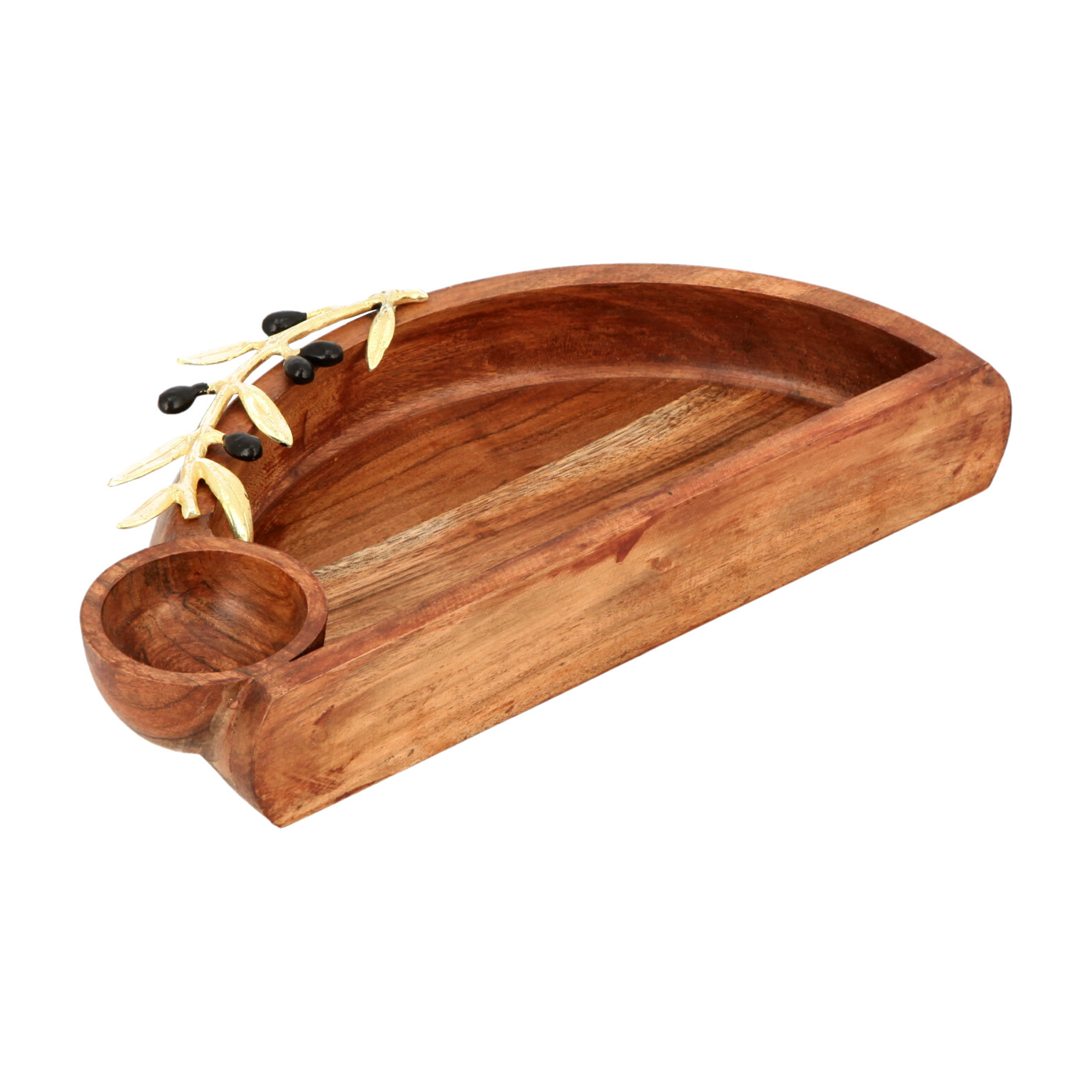 Wooden Chip & Dip With Olive Decoration Large 31Cm
