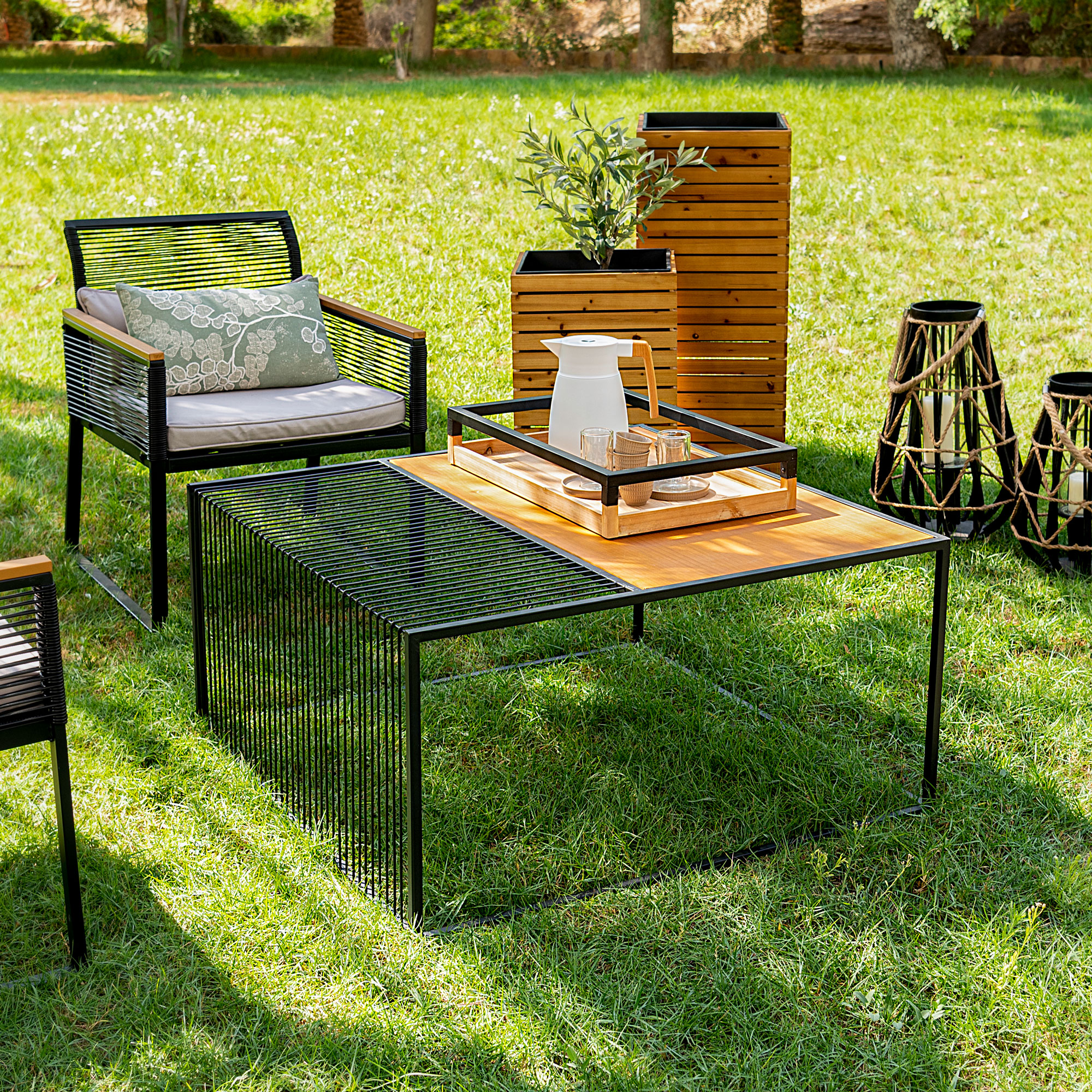 COFFEE TABLE WOOD AND METAL' 91.5*91.5*46CM