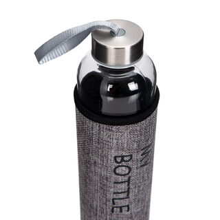 Alberto Glass Bottle With Linen Cover Grey Color V:600Ml