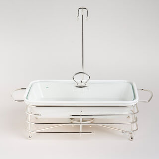 Rectangular Food Warmer Set With Candle Stand Silver 13.5"