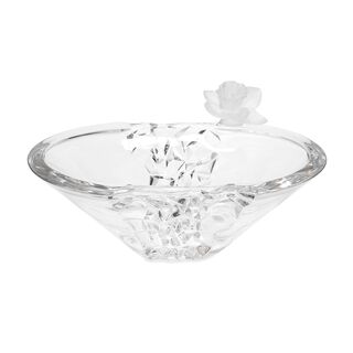 Decorative Centerpiece Glass With Crystal Flower Clear