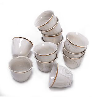 La Mesa 12 Pieces Marble Arabic Coffee Cups Gold