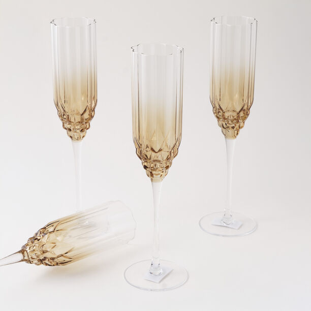 La Mesa 4Pcs Hand Made Glass Tall Juice Glass, Honey 220Ml image number 0