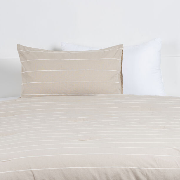 Taupe striped comforter set 3 pcs king size 1* 260*240cm comforter + 2 50*75 pillow cover image number 1