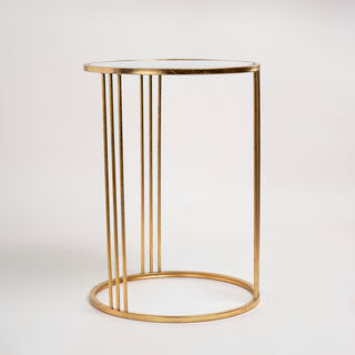 Side Table Set Of 2 Gold With Mirror Top Big