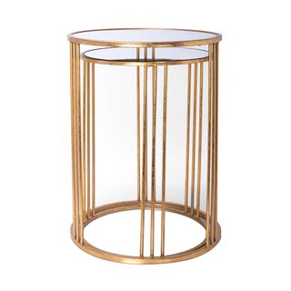 Side Table Set Of 2 Gold With Mirror Top Big