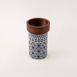 Bahja collection multicolored wood candle holder 12*12*20 cm