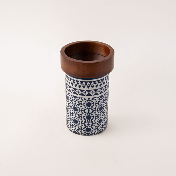 Bahja collection multicolored wood candle holder 12*12*20 cm image number 0