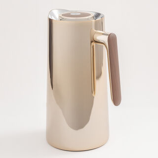 Dallaty 1L champagne gold steel vacuum flask with wooden handle
