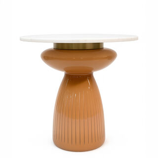 هومز طاولة مشروبات زجاج 46*56سم، بني