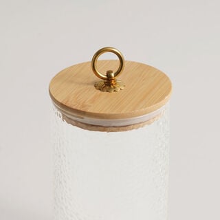 Alberto glass canister with bamboo lid 9*9*15.5cm