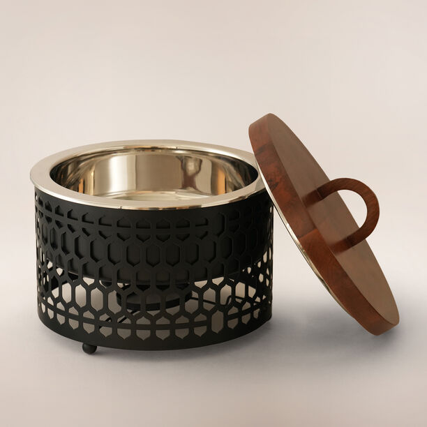 La Mesa Stainless Steel Food Warmer 3L With Wooden Lid, Black image number 2