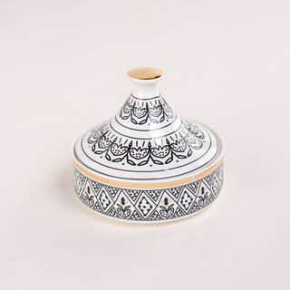 Dallaty white & black date bowl with lid 19.5*16.6*17 cm