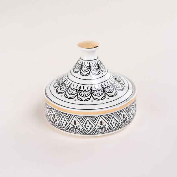 Dallaty white & black date bowl with lid 19.5*16.6*17 cm image number 1