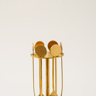6 pcs Stainless steel spoon set with spoon holder matte gold