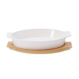 Oval Plate With Bamboo