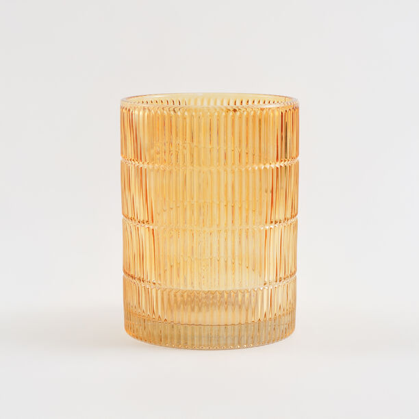 Homez glass ribbed trash bin 18*18*26cm, orange image number 0