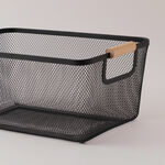 هومز سلة تنظيم معدنية سوداء بمقابض خشبية 34*22.5*43 سم image number 1