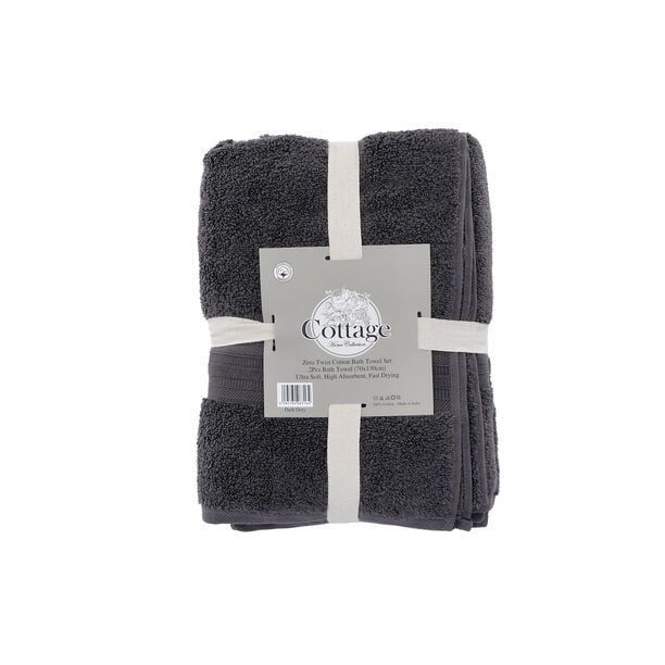 Zero Twist Cotton (2 Pcs Bath Towel Set) 70x130cm Dark Grey image number 0