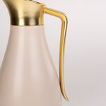 Dallaty steel vacuum flask beige with matt golden handle 1L image number 2