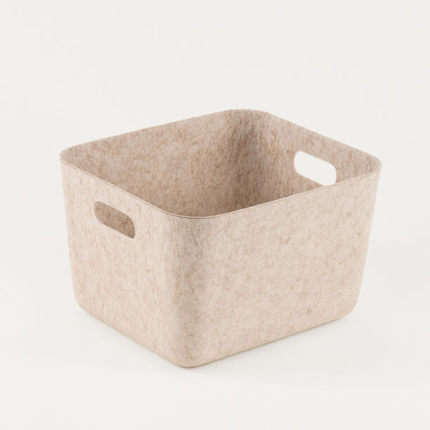 Homez felt fabric storage basket 32.5*27*20cm, beige image number 0