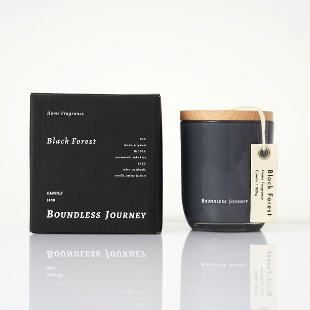 شمعة معطرة برطمان 180جم برائحة الغابات الخريفية   لون أسود image number 0