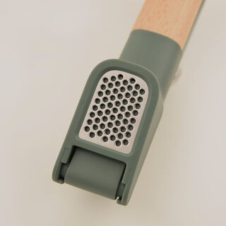 بنتولا أداة هرس الثوم بمقبض خشبي، أخضر 18*3.8*6.4سم