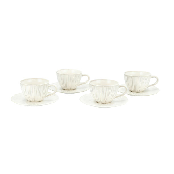 Off white porcelain Asian tea cups set 11 pcs image number 2