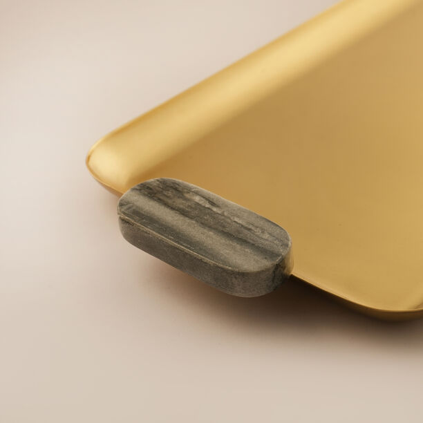 La Mesa metal serving tray with grey marble handle 35*15*2.5cm, gold image number 1