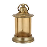 Aluminium Lantern Amber Frosted Glass Shiny Brass Finish image number 1