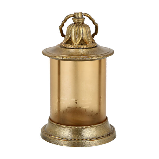 Aluminium Lantern Amber Frosted Glass Shiny Brass Finish image number 1