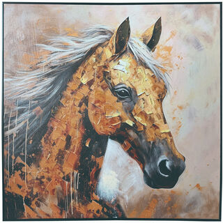 Homez canvas wall art framed horse, brown 100*100cm