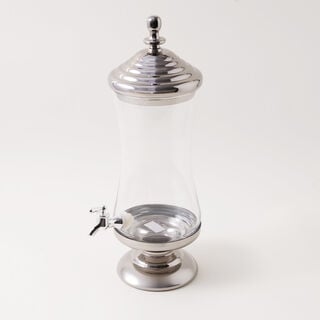 La Mesa glass beverage dispenser with silver base & lid 3.2L