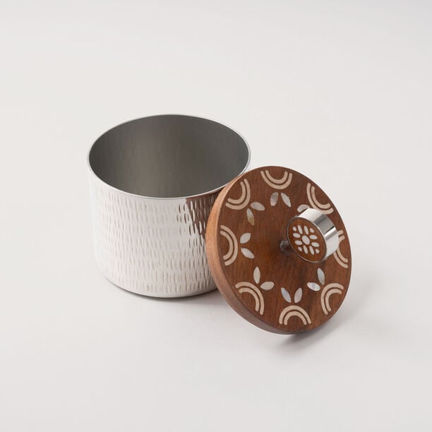 Pearl Collection Oud Burner Storage With Lid, Silver, 11*11*11.5 cm image number 1