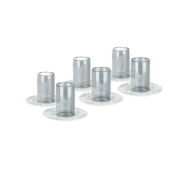 Dallaty white porcelain and glass Tea and coffee cups set 18 pcs image number 2