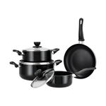 Cookware Non Stick Set 7 Pieces With Glass Lid Black image number 0
