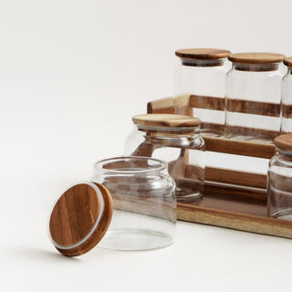 8 Pcs spices set with acacia wood stand