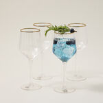Set Of 4 Clear Ribbed Juice Glass With Gold Rim image number 4