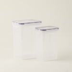 البرتو طقم علب طعام بلاستيك، شفاف، 2 قطعة، 16*12*21.5 سم image number 1