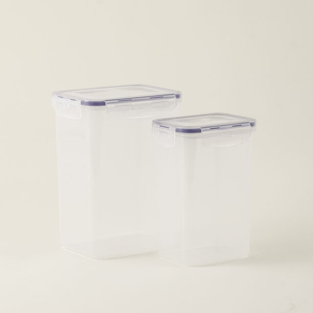 البرتو طقم علب طعام بلاستيك، شفاف، 2 قطعة، 16*12*21.5 سم image number 1