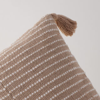 Boutique Blanche Cotton Woven Tassel Cushion 35*60Cm, Beige