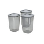 Grey food container plastic set with lids 9 pcs image number 3
