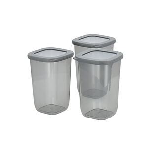 Grey food container plastic set with lids 9 pcs