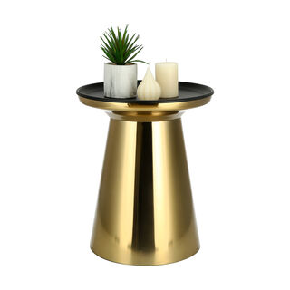 Side Table Metal Gold Base With Black Top 