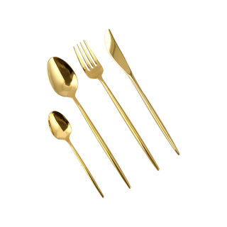 16 Pcs Cutlery Set Modern Gold
