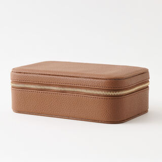 هومز صندوق مجوهرات سفر كرتون مستطيل 11.4*18*5.7سم، بني