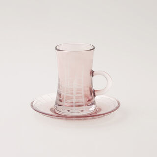 دلتي طقم شاي 12 قطعة زجاجية، وردي