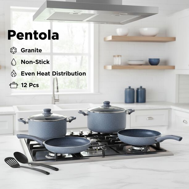 Pentola 12Pcs Granite Nonstick Cookware Set, Grey image number 0