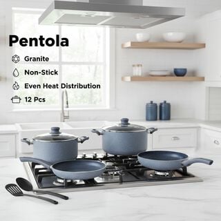 Pentola 12Pcs Granite Nonstick Cookware Set, Grey Pentola 12Pcs Granite Nonstick Cookware Set, Grey