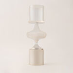 Homez aluminium & glass silver and white candle holder 14*44 cm image number 4